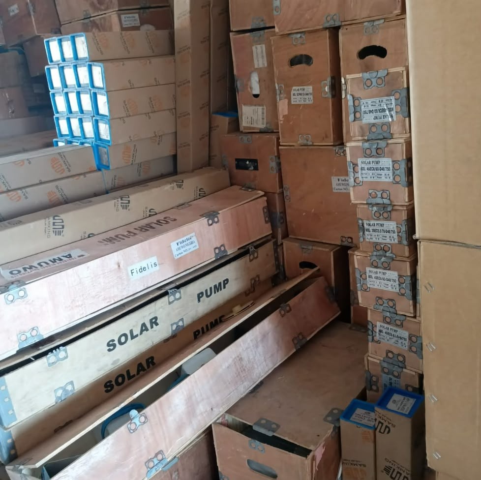 Solar water pump equipment ready for installation